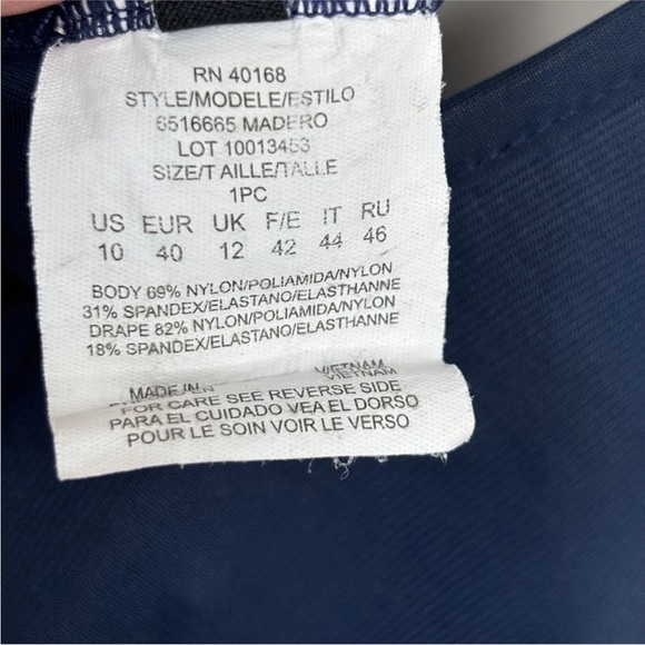 Miraclesuit One Piece Swimsuit 10 Navy Madero Sweetheart Sheer Wide Strap Resort - Picture 6 of 12